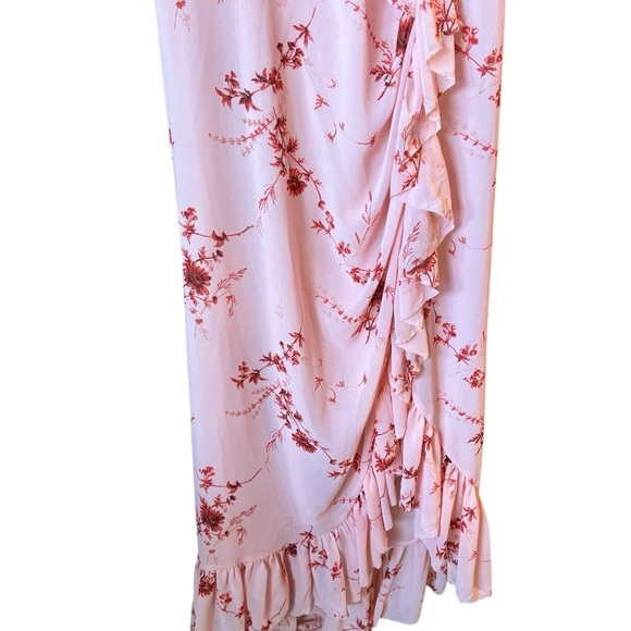 Cinq A Sept Fleur Sheila Ruffle Wrap Midi Dress In Pale Rose Multi Size 6 - Picture 9 of 12